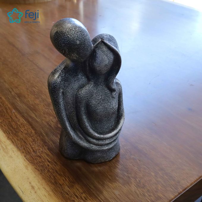 Couple Hugging Statue Silver