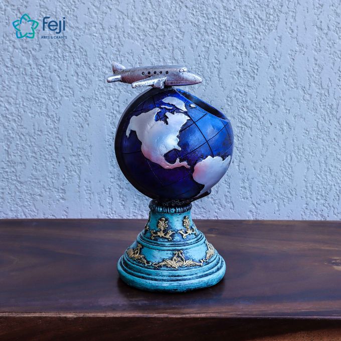 Vintage Globe Desk Pen Holder